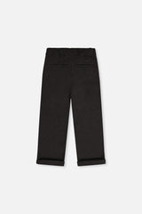Deux par Deux boys' black stretch twill dress pants, back view