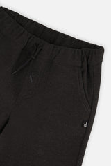 Close-up detail of the Deux par Deux black stretch twill dress pants