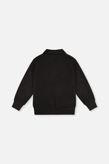 Deux par Deux black front zip jacket, back view laid flat