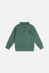 Half Zip Mock Neck Sweater Dark Green-0