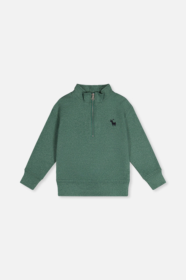 Half Zip Mock Neck Sweater Dark Green-0
