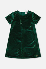 Short Sleeve A Line Dress Green Forest-0