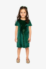 Short Sleeve A Line Dress Green Forest-1