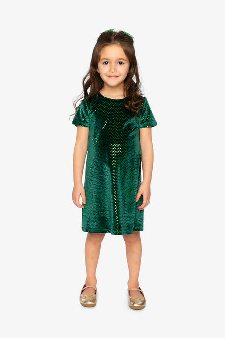 Short Sleeve A Line Dress Green Forest-1