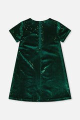Short Sleeve A Line Dress Green Forest-4