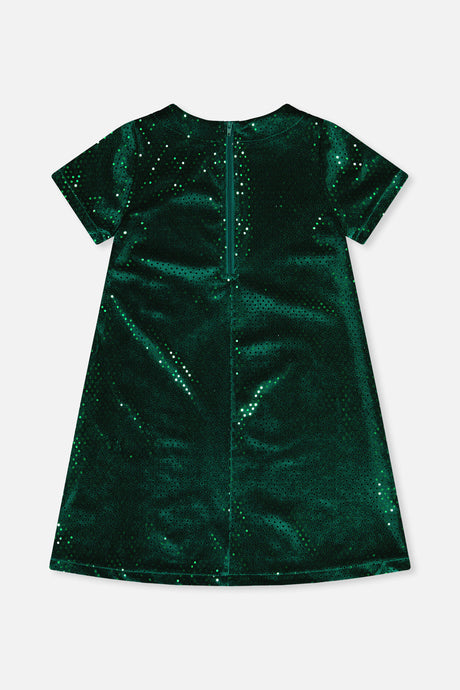 Short Sleeve A Line Dress Green Forest-4
