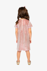 Short Sleeve A Line Dress Pink-3