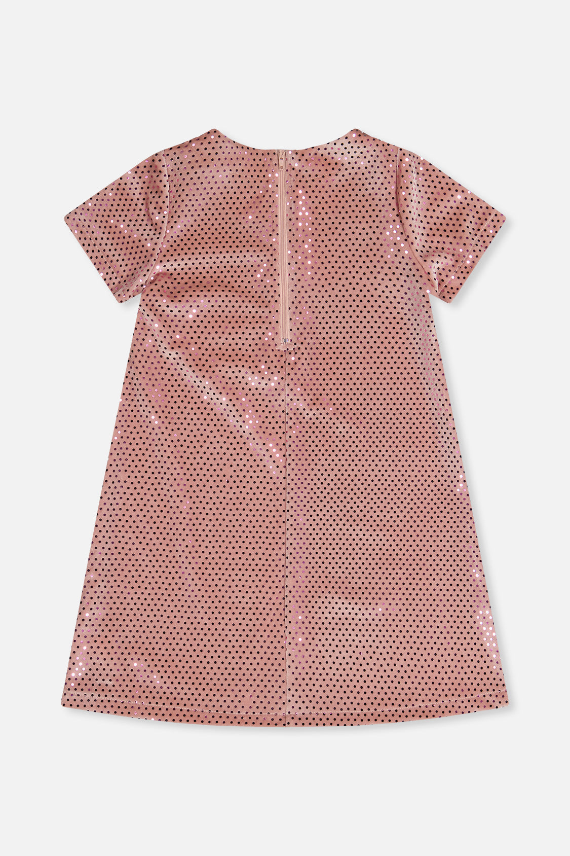 Short Sleeve A Line Dress Pink-4