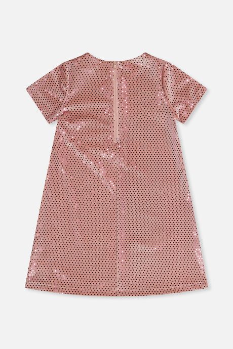 Short Sleeve A Line Dress Pink-4