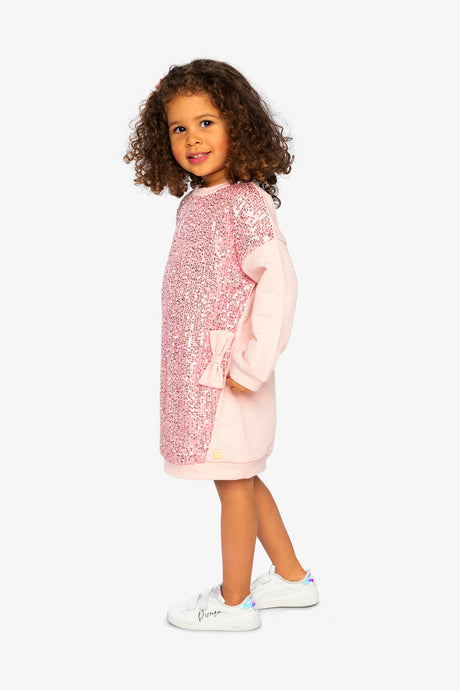 Sweatshirt Dress With Sequins Dusty Pink-2