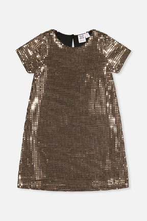 Short Sleeve A Line Dress Beige-0