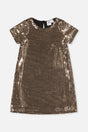 Short Sleeve A Line Dress Beige-0