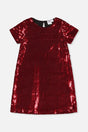 Short Sleeve A Line Dress Red-0
