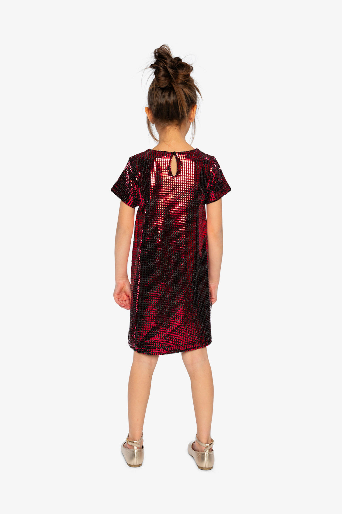 Short Sleeve A Line Dress Red-3