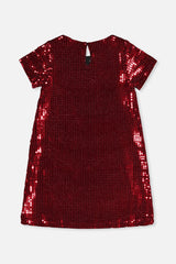 Short Sleeve A Line Dress Red-4
