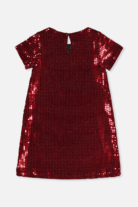 Short Sleeve A Line Dress Red-4