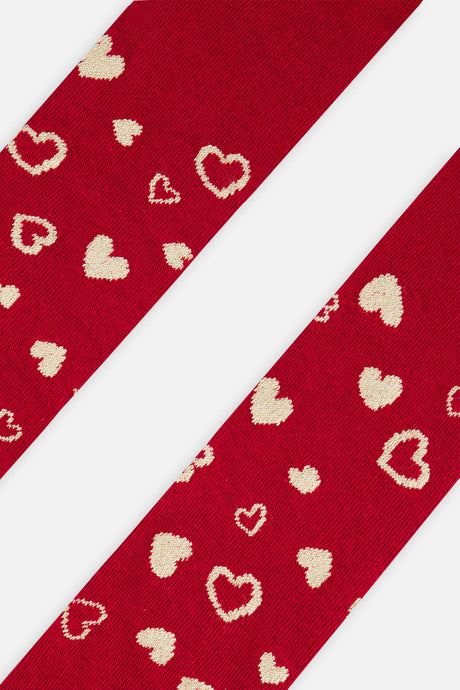 Baby Knit Heart Tights Red-2