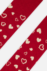Knit Heart Tights Red-3