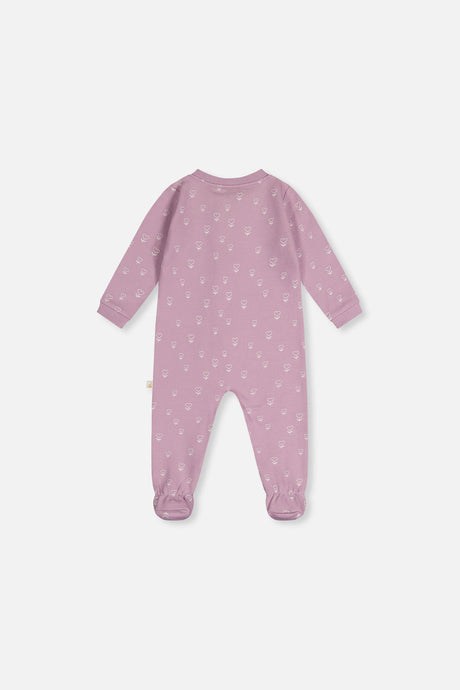 Baby Organic Cotton One Piece Pajama Purple Floral Print-1
