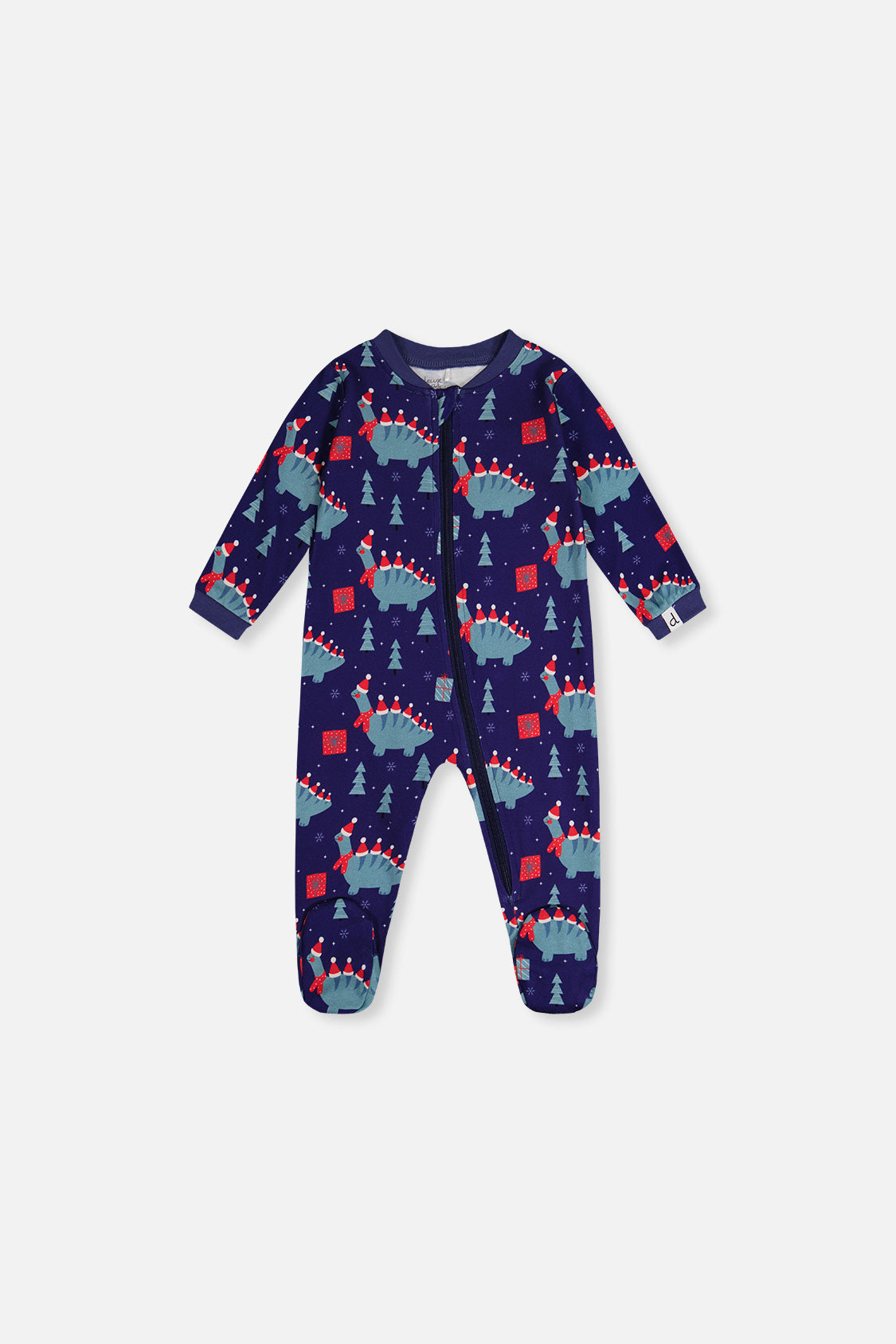 Baby Organic Cotton One Piece Pajama Blue Dinosaur Print-0