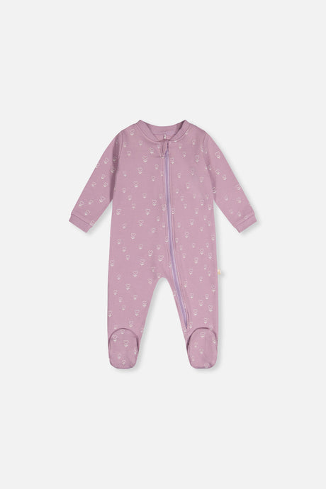 Baby Organic Cotton One Piece Pajama Purple Floral Print-0