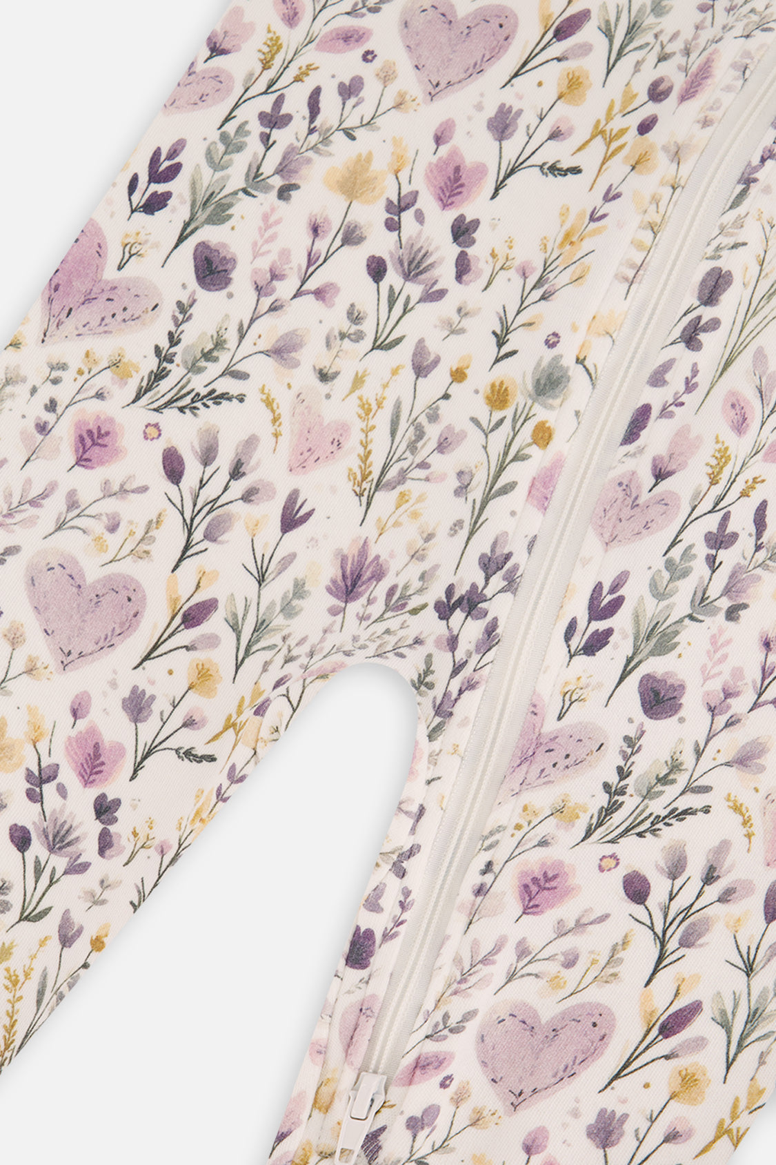 Baby Organic Cotton One Piece Pajama Beige Heart Print-2