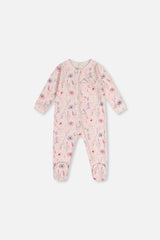 Baby Organic Cotton One Piece Pajama Pink Floral Print-0