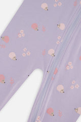 Baby Organic Cotton One Piece Pajama Purple Hedgehog Print-2