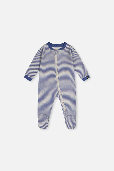 Baby Organic Cotton One Piece Pajama Blue Stripe Print-0