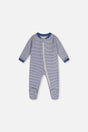 Baby Organic Cotton One Piece Pajama Blue Stripe Print-0