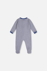 Baby Organic Cotton One Piece Pajama Blue Stripe Print-1