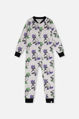 Organic Cotton One Piece Pajama Beige Raccoon Print-0