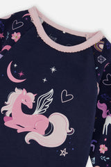 Organic Cotton Two Piece Pajama Set Purple Unicorn Print-4
