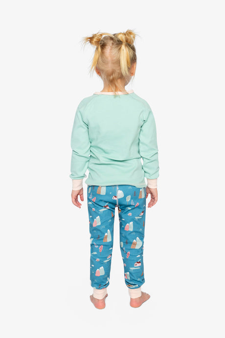 Organic Cotton Two Piece Pajama Set Blue House Print-3