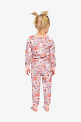 Organic Cotton Two Piece Pajama Set Pink Floral Print-2