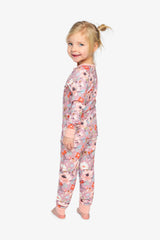 Organic Cotton Two Piece Pajama Set Pink Floral Print-3