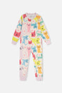 Organic Cotton One Piece Pajama White Cat Print-0