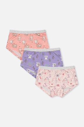 Boyshort Panty Pack Of 3 Pink Floral Prints-0