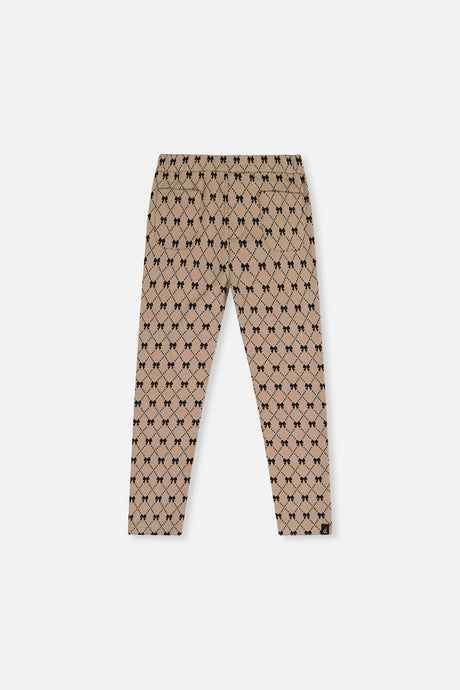 Treggings Beige Bow Tie Print-0