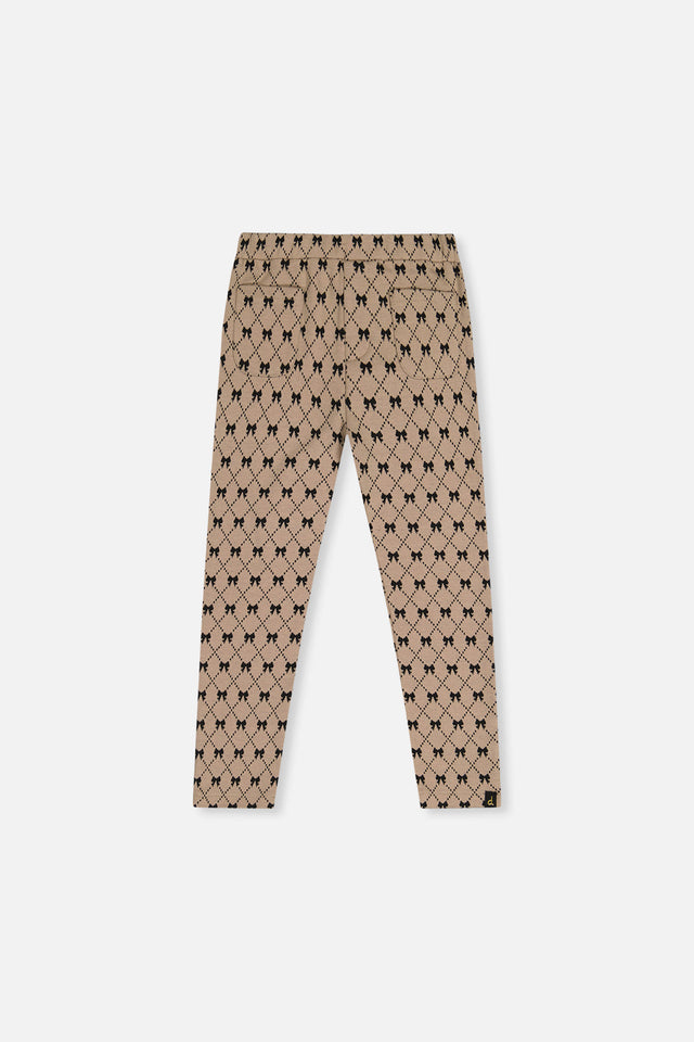Treggings Beige Bow Tie Print-0