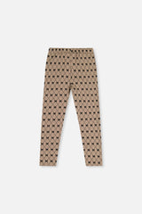 Treggings Beige Bow Tie Print