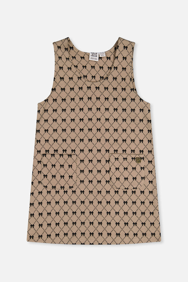 Jumper Beige Bow Tie Print-0