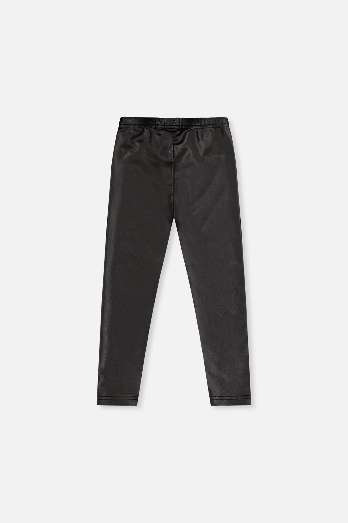 Deux par Deux girls' black faux leather leggings, flat back view
