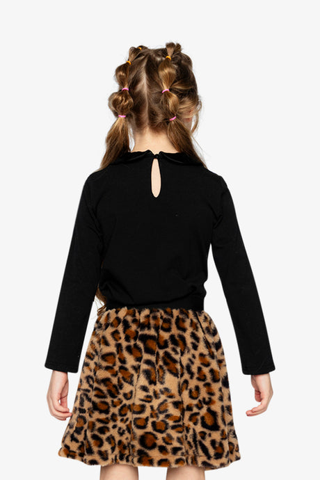 Faux Fur Skirt Brown Leopard Print-4