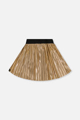 Back view of the Deux par Deux gold pleated A-line skirt