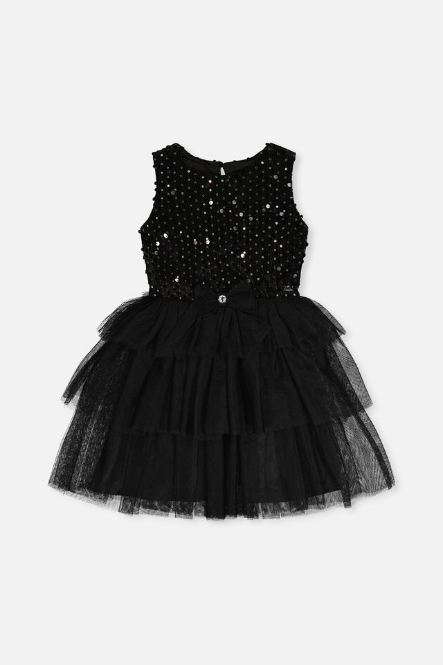 Bi-Material Sleeveless Dress Black-0