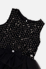 Additional view of the black bi-material sleeveless dress by Deux par Deux