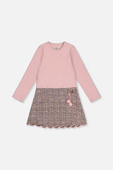 Bi-Material Dress Pink And Black Knit-0