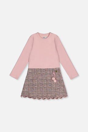 Bi-Material Dress Pink And Black Knit-0