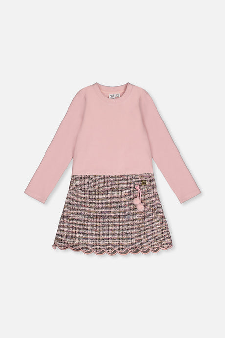 Bi-Material Dress Pink And Black Knit-0